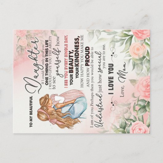 娘への贈り物、ラブレターの娘と母 ポストカード (正面)