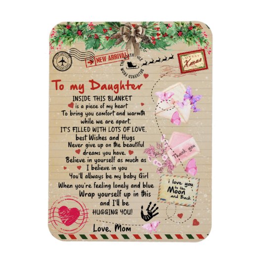 娘への贈り物、ラブレターの娘と母 マグネット (縦)