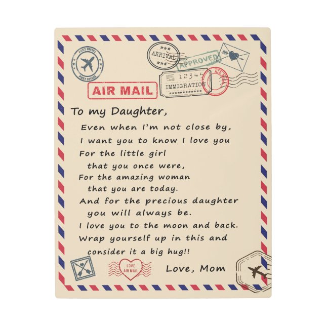 娘への贈り物、ラブレターの娘と母 メタルプリント (正面)