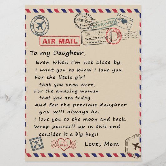 娘への贈り物、ラブレターの娘と母 メニュー (正面)