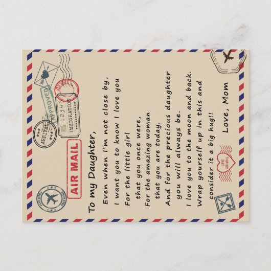 娘への贈り物、ラブレターの娘と母 案内ポストカード (正面)