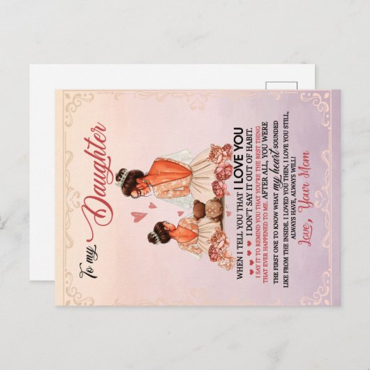 娘への贈り物、娘と母への愛の手紙 ポストカード (正面/裏面)