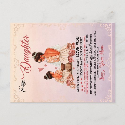 娘への贈り物、娘と母への愛の手紙 ポストカード (正面)