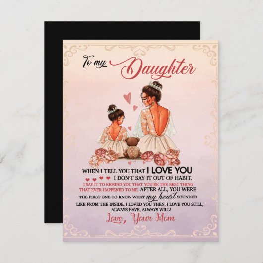 娘への贈り物、娘と母への愛の手紙 招待状 (正面/裏面)