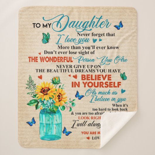 娘への贈り物、蝶好き、ヒマワリの贈り物 シェルパブランケット (正面)