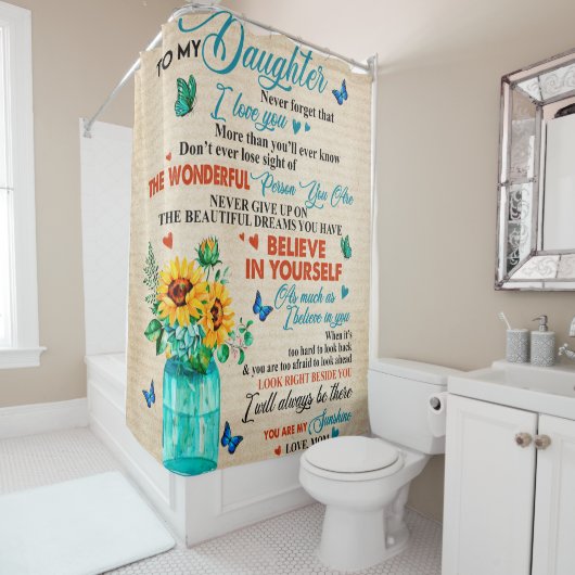 娘への贈り物、蝶好き、ヒマワリの贈り物 シャワーカーテン (インサイチュ)