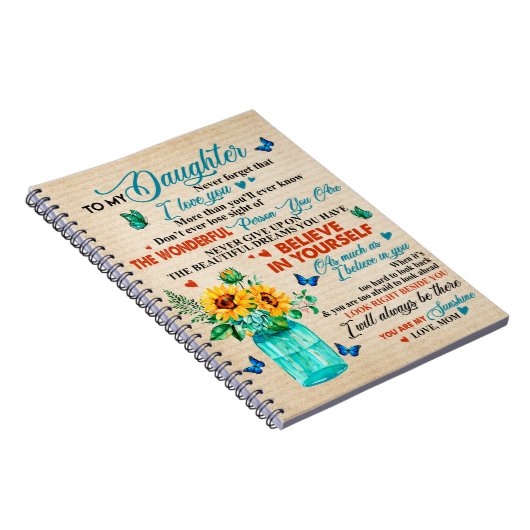 娘への贈り物、蝶好き、ヒマワリの贈り物 ノートブック (右側)