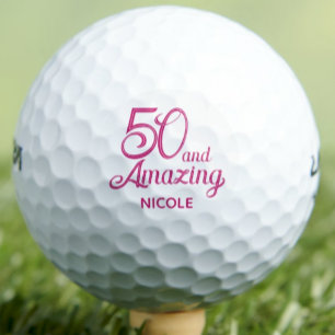 娘への50歳の誕生日プレゼント ピンクの華やかな記念品 ゴルフボール