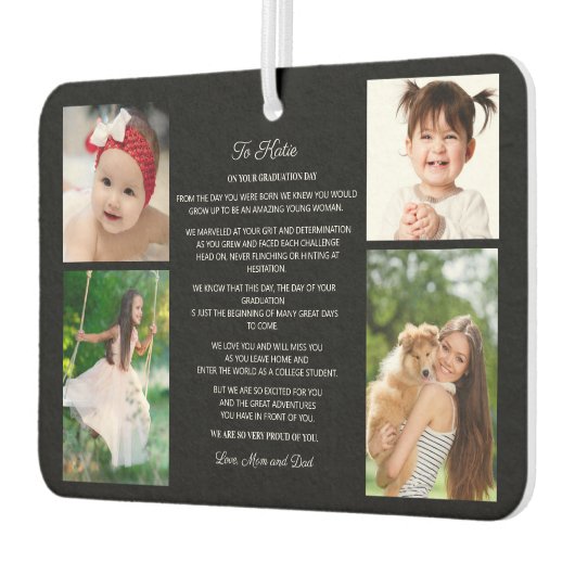 娘へ卒業式の日4写真記念 カーエアーフレッシュナー (左)