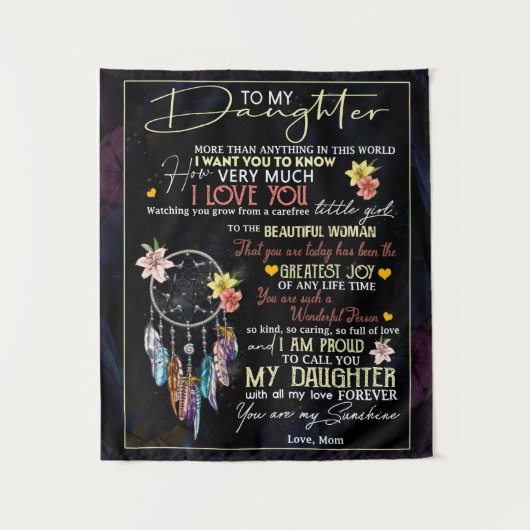 娘へ特別な贈り物、ママより愛を込めて タペストリー (正面)