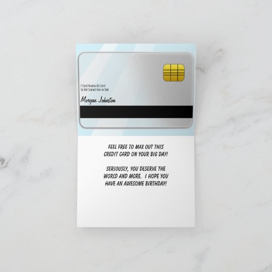 娘または息子フェイククレジット誕生日 カード (内部)
