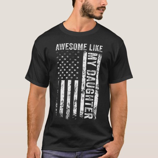 娘みたいにかっこいい父親 メンズ おもしろTシャツ Tシャツ (正面)
