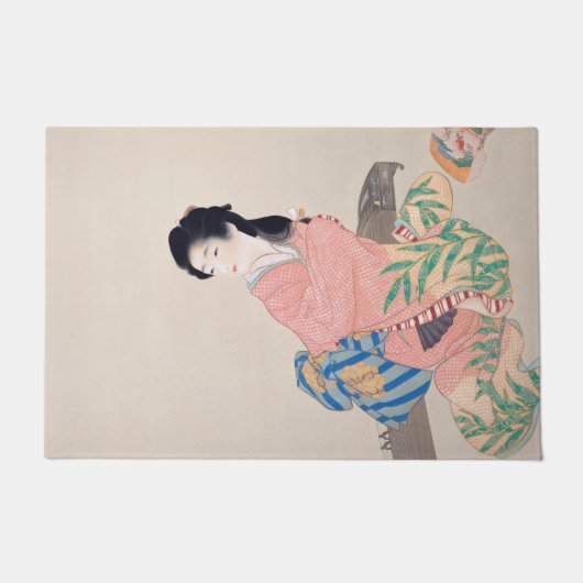 娘みゆき(アエレガントジア日本のアートの女性) ドアマット (正面)