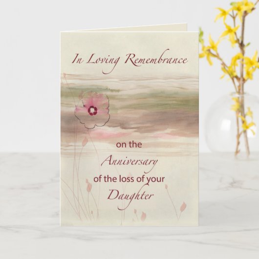 娘を亡くした日の追悼 カード (黄色い花)