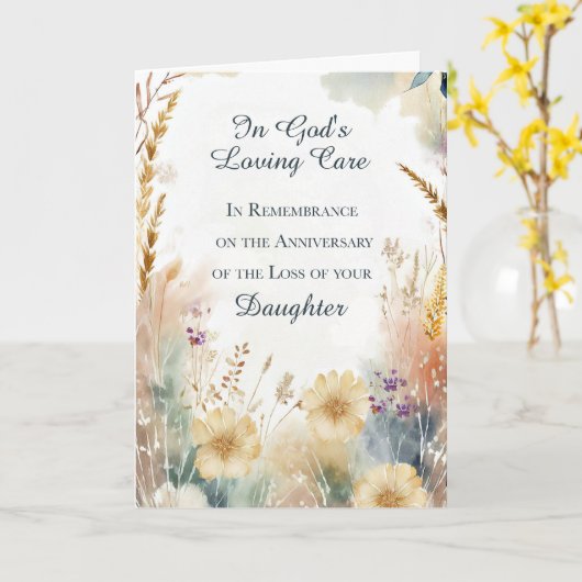 娘を亡くした者の信仰記念日 カード (黄色い花)