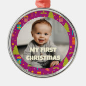 娘カスタムへの初めてのクリスマスプレゼント メタルオーナメント (正面)