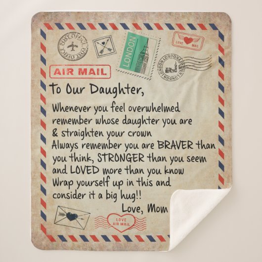 娘ギフト |お母さんからの娘さんの愛へパパ シェルパブランケット (正面)