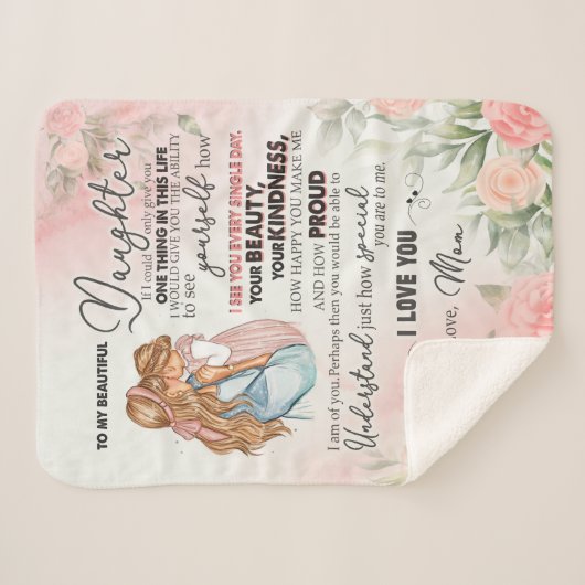 娘ギフト |母から娘への手紙 シェルパブランケット (正面(横))