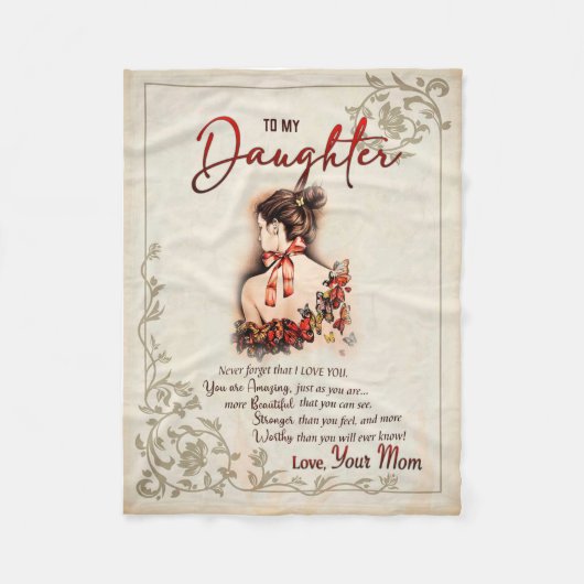 娘ギフト |母から娘への手紙 フリースブランケット (正面)
