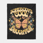 娘クールバタフライワイルドフラワーヴィンテージレトロ フリースブランケット (正面)