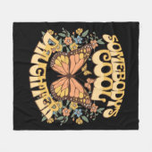 娘クールバタフライワイルドフラワーヴィンテージレトロ フリースブランケット (正面(横))