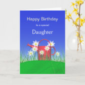 娘デイジーと散水缶の誕生日 カード (黄色い花)