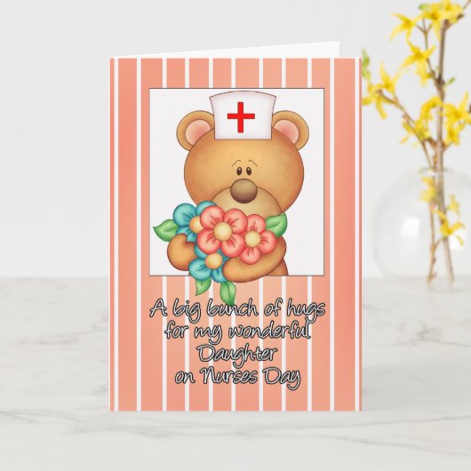 娘ナースのデイカードナーステディベアと カード (黄色い花)