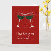 娘バレンタインデー大人ワインをテーマにした カード (黄色い花)