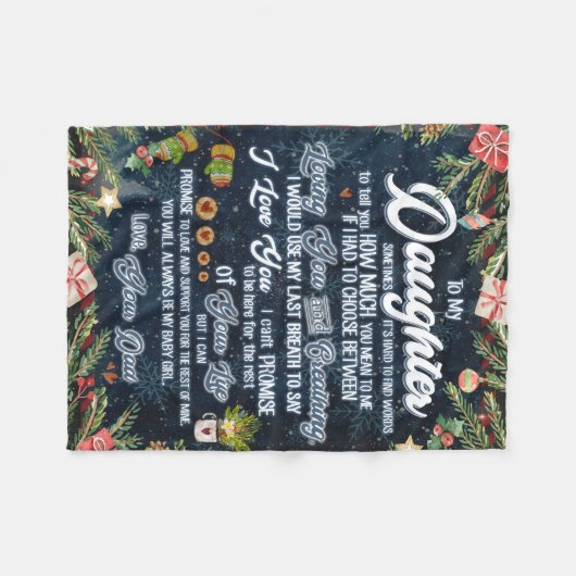 娘パーソナライズされたにパパから手紙が フリースブランケット (正面(横))