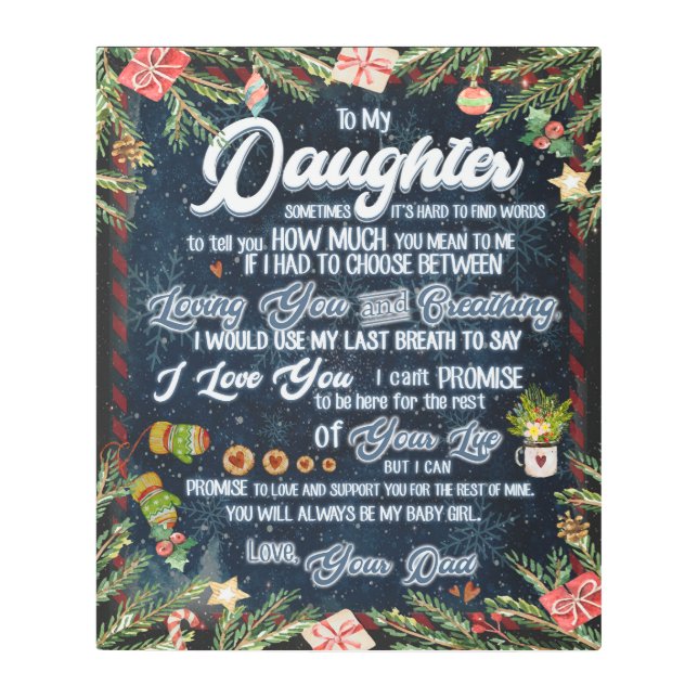 娘パーソナライズされたにパパから手紙が メタルプリント (正面)