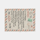 娘パーソナライズされたに送る航空便の手紙 フリースブランケット (正面(横))