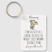 娘パーソナライズされたのママが大好き。 キーホルダー (正面)