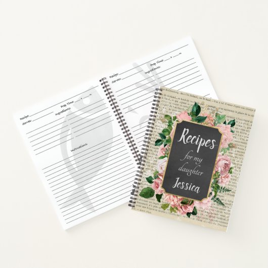 娘パーソナライズされたのレシピ ノートブック (内部)