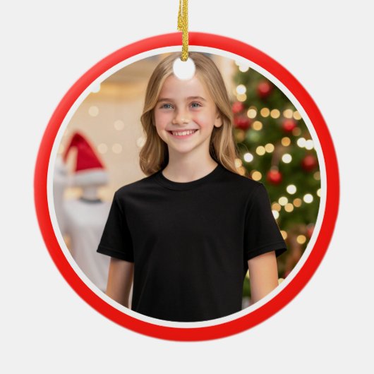 娘パーソナライズされたの写真クリスマスツリー セラミックオーナメント (裏面)