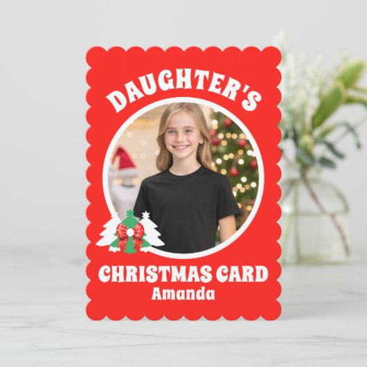 娘パーソナライズされたの写真クリスマス シーズンカード (スタンド正面)