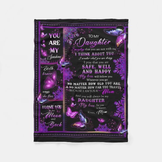 娘パーソナライズされたの毛布に蝶々 フリースブランケット (正面)