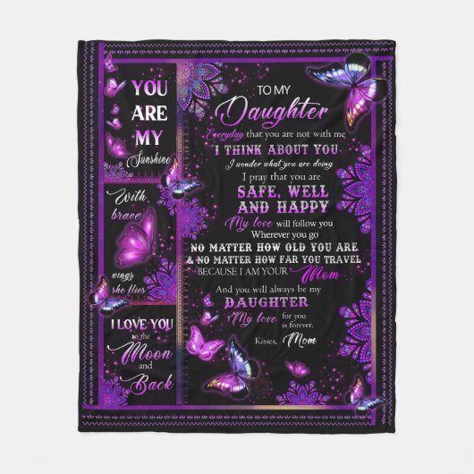 娘パーソナライズされたの毛布に蝶々 フリースブランケット (正面)