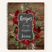 娘パーソナライズされたの赤フローラ ノートブック (正面)
