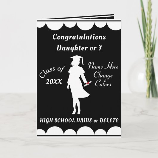 娘パーソナライズされた又は娘の卒業証書 カード (正面)