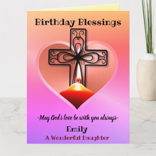 娘パーソナライズされた用クリスチャン誕生日カード カード (正面)