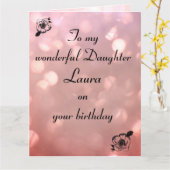 娘パーソナライズされた誕生日 カード (黄色い花)