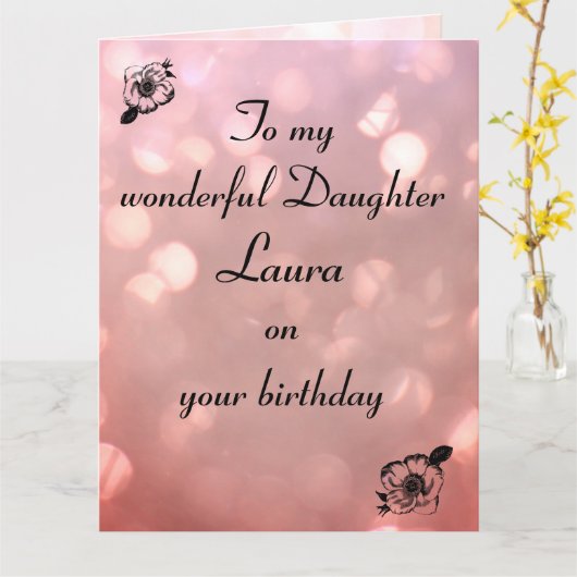 娘パーソナライズされた誕生日 カード (黄色い花)