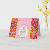 娘プリンセスカップケーキピンクデスティニー デスティニー カード (黄色い花)