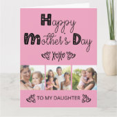 娘マザーズ・デイ・ピンク・ドードルタイポグラフィ カード (正面)