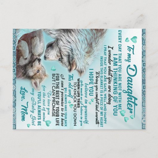 娘ライオン家族へのプレゼント, 娘の誕生日 ポストカード (正面)