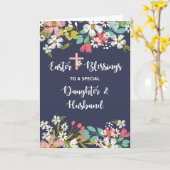 娘及び夫イースター恵みによって上がるキリスト カード (黄色い花)