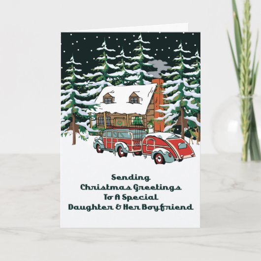 娘及び彼女のボーイフレンドのクリスマスの挨拶 シーズンカード (正面)
