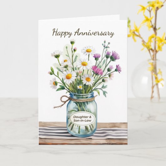 娘夫婦のアニバーサリーワイルドフラワー カード (黄色い花)