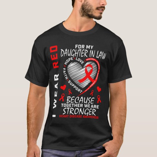 娘婿のために赤を着る 心臓病 Tシャツ (正面)