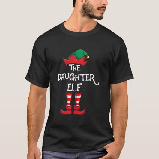 娘小妖精や小人マッチングファミリークリスマス Tシャツ (正面)